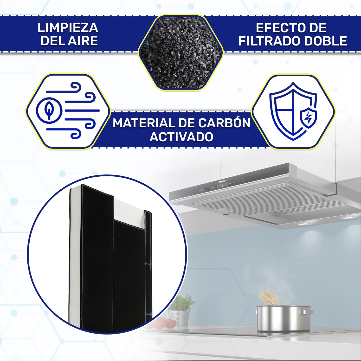 2x Filtro Carbon Activo Campana Extractora 380x195x27mm para Bosch 00434229