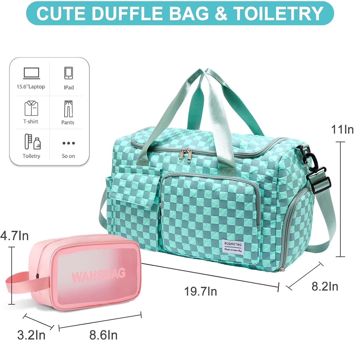 Small Gym Bag for Women, Travel Duffle Bag Carry On Weekender Bag with Shoe Compartment