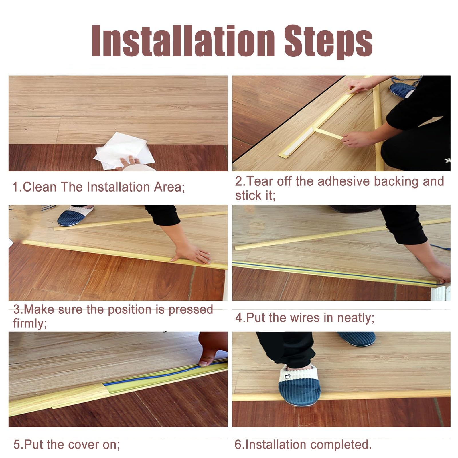 Kit per la gestione dei cavi, copertura per condotto in PVC per fili, lunghezza 121,9 cm, copricavo adesivo, soluzione elegante per l'organizzazione della casa