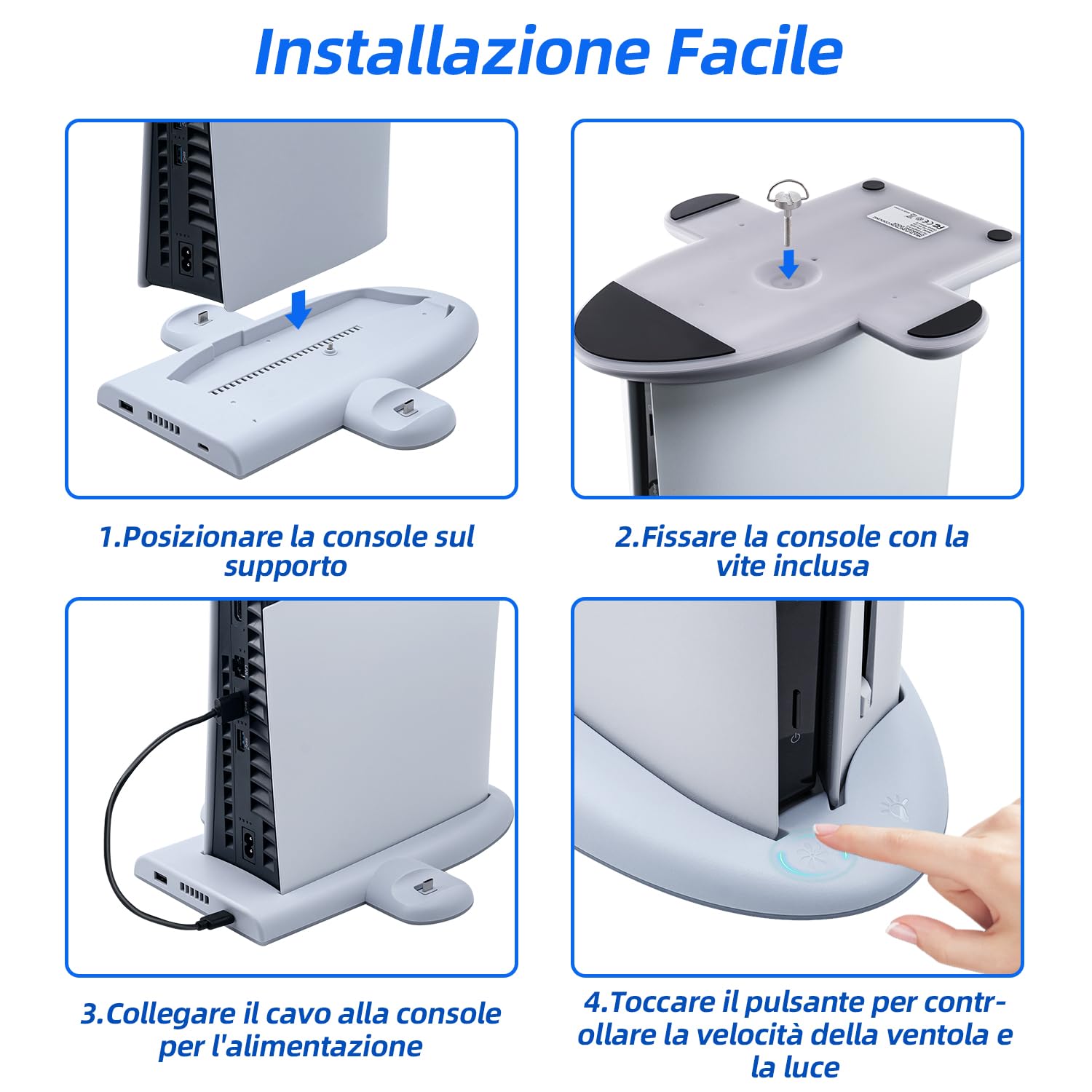 Wigearss Supporto Verticale di Raffreddamento PS5 Slim con 3 Livelli di Velocità Regolabile del Ventilatore, 9 Luci RGB, Doppio Controller di Caricatore per PS5 Slim, Non per PS5/PS5 Pro