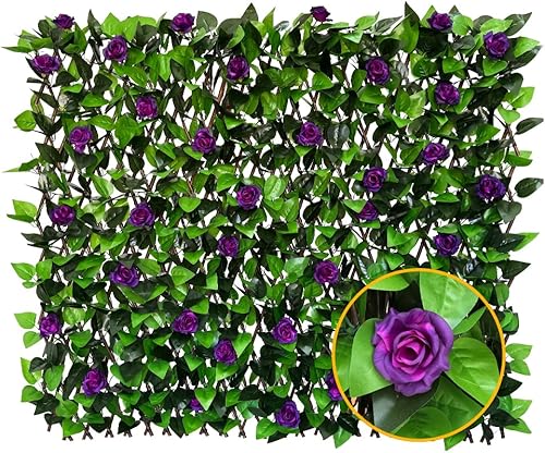 LANDGARDEN Pantalla para valla de privacidad, hoja artificial, hiedra sintética, expandible/estirable