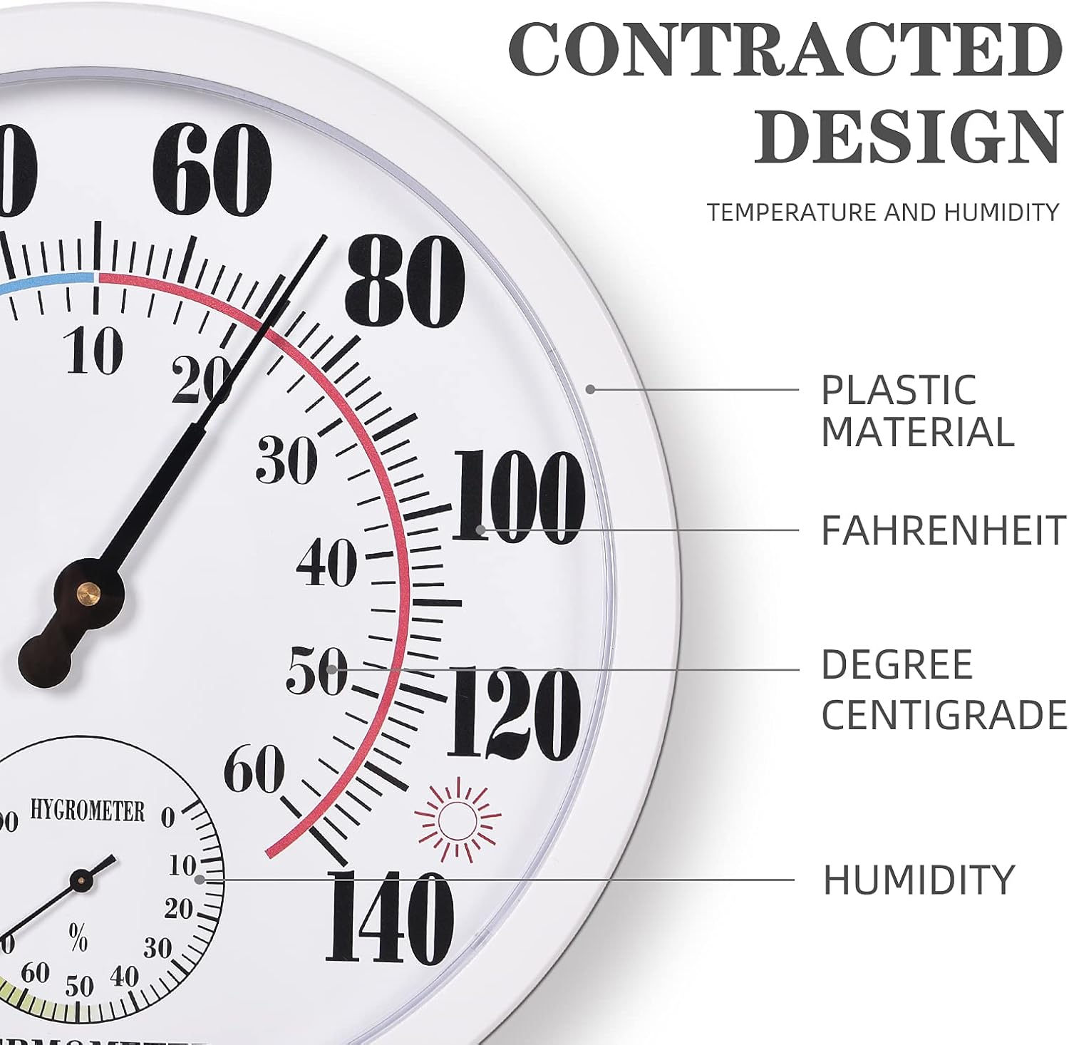 White 10-Inch Indoor Outdoor Thermometer Hygrometer