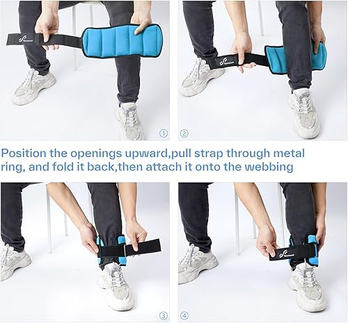 Miniatura 7 de Sportneer Pesas ajustables para muñeca de tobillo para hombres, mujeres y niños, correas de peso ajustables para piernas y puños para fitness,