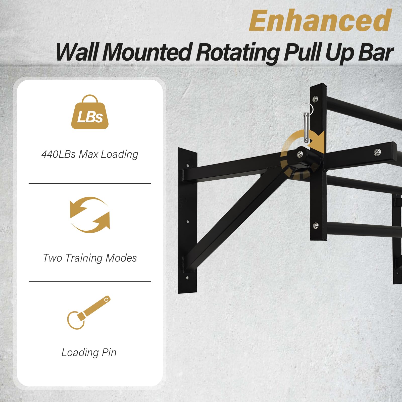 Amazon.com : BDL Wall Mounted Rotating Pull Up Bar Speed Climbing