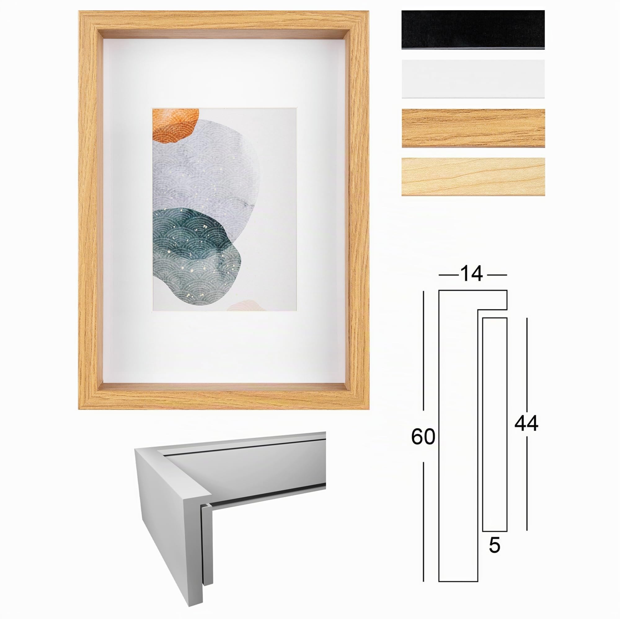 Walther Design conice Nero 50x50 cm, FSC-Cornice in Legno Shape HNX550B