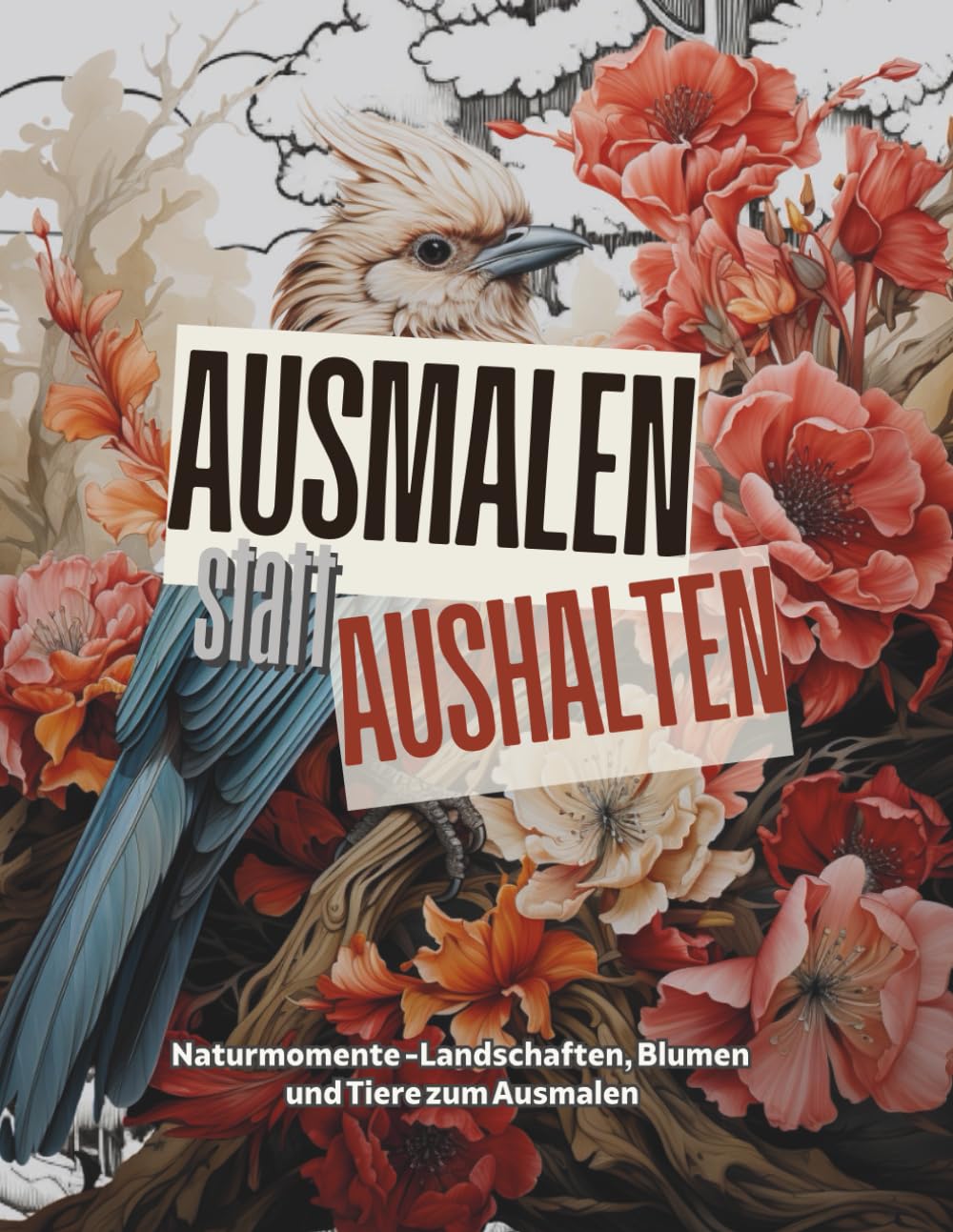 Ausmalen statt Aushalten – Naturmomente: Entspannende Ausmalmotive mit Landschaften, Blumen und Tieren – für Ruhe und kreative Pausen im Alltag