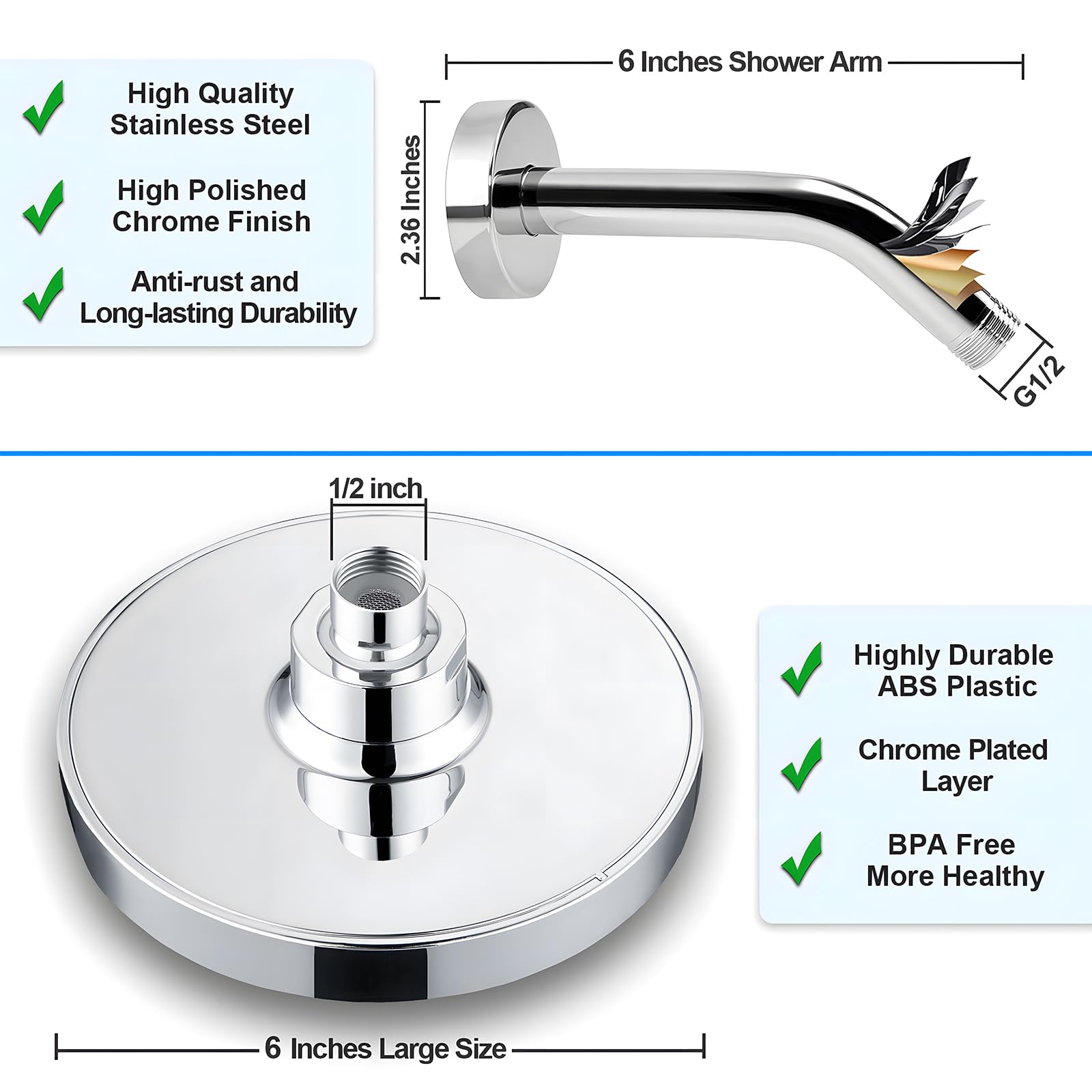 Pomme De Douche Avec Filtre Et 3 Modes Pression - Rotation 360°, Interrupteur One-touch - Économie D'eau, Acier Inox - 11