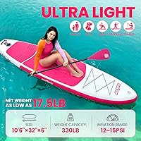 Vista 2 de Tabla de remo inflable con accesorios de SUP, tablas de remo inflables para adultos y jóvenes, cubierta de EVA antideslizante, postura amplia, bomba