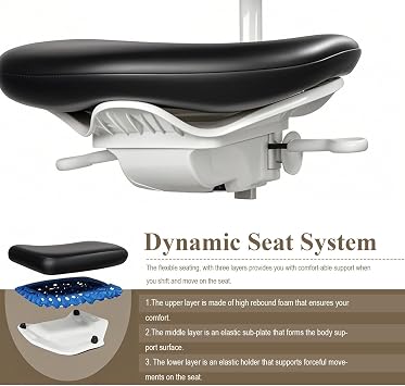 Global-Dental Medical Ergonomic Dental Microscope Dynamic Stools Chair with Foot Controlled Rotation Armrest Adjustable Height Backrest Positioning