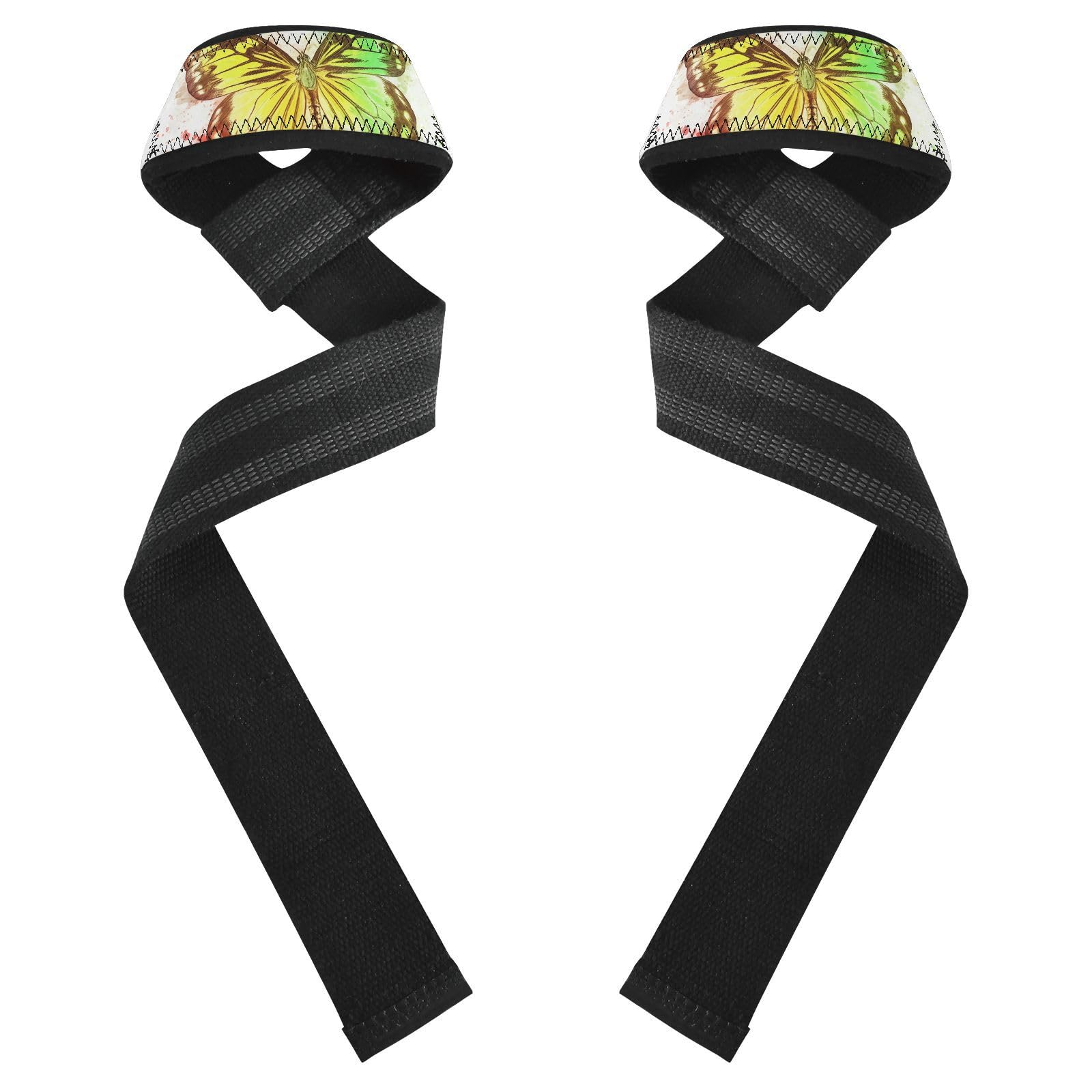 STAYTOP Beautiful Green Butterfly Wrist Straps for Weightlifting,Lifting Straps with Neoprene Cushioned Wrist Padded and Anti-Skid Silicone for Strength Training,Bodybuilding,Deadlifting