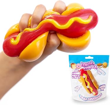 Taba Squishy - Hot Dog Jumbo Large, 5" Super Soft & Sticky Layered TABA Squishies - Perfect for Squishy Stress Relief - Sensory / Fidget Play Food Squishy Toy for Kids and Adults