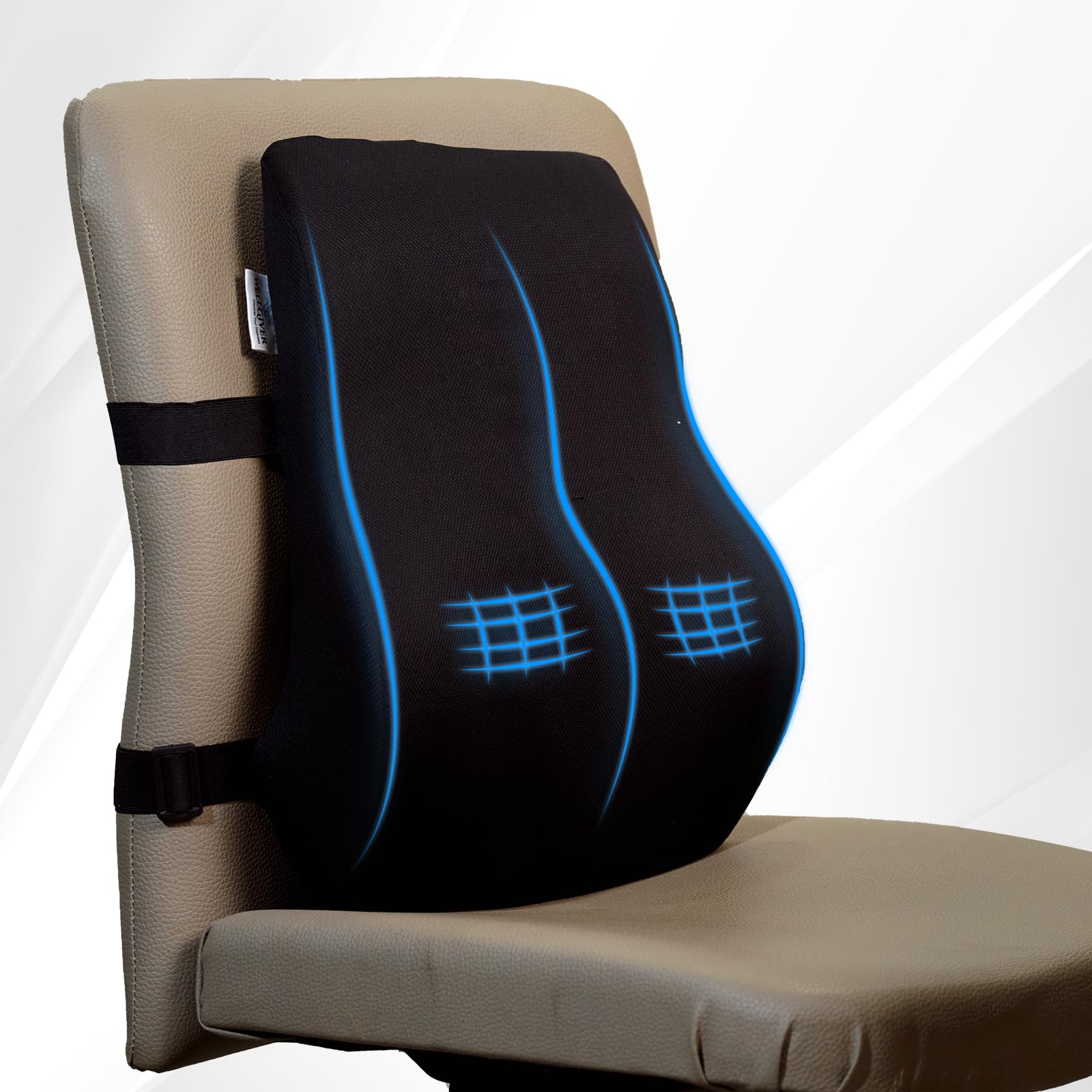 WELLGIVER Memory Foam Lumbar Support Pillow for Office Chair & Car Seat – Ergonomic Back Cushion for Lower Back Pain Relief, Posture Support & Comfortable Long Sitting