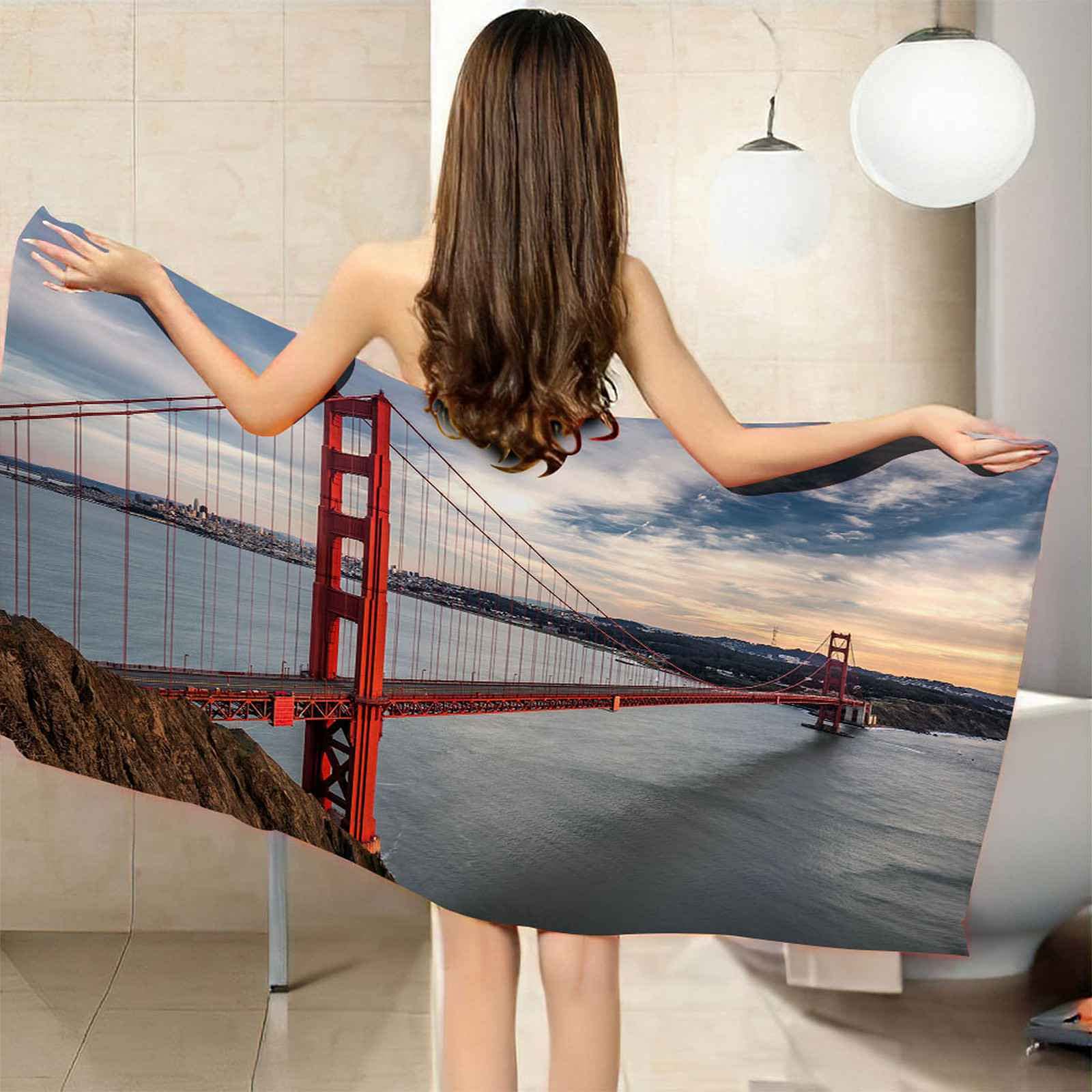 Telo Da Mare 3D Paesaggio Del Ponte Rosso Stampato Asciugamano Da Spiaggia 150x200cm Asciugamano Microfibra Grande Antisabbia Leggero Telo Mare Per Sport Piscina Viaggi In Famiglia Vacanze