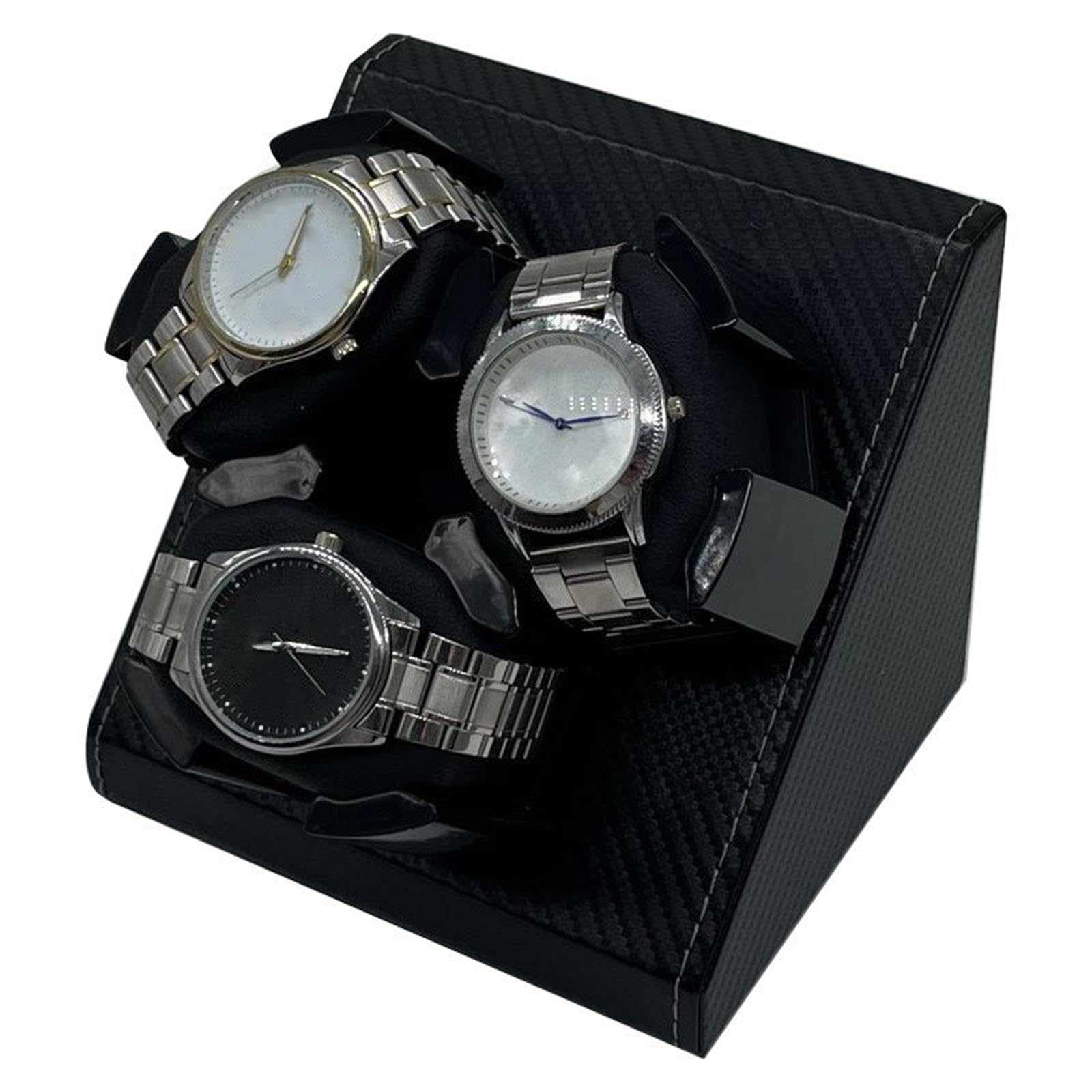 rockible Remontoir de Montre Automatique 3 Organisateur de Remontoir de Montre, Stockage de Bijoux, Support de Montre USB Moteur Shaker boîtier de Montre pour