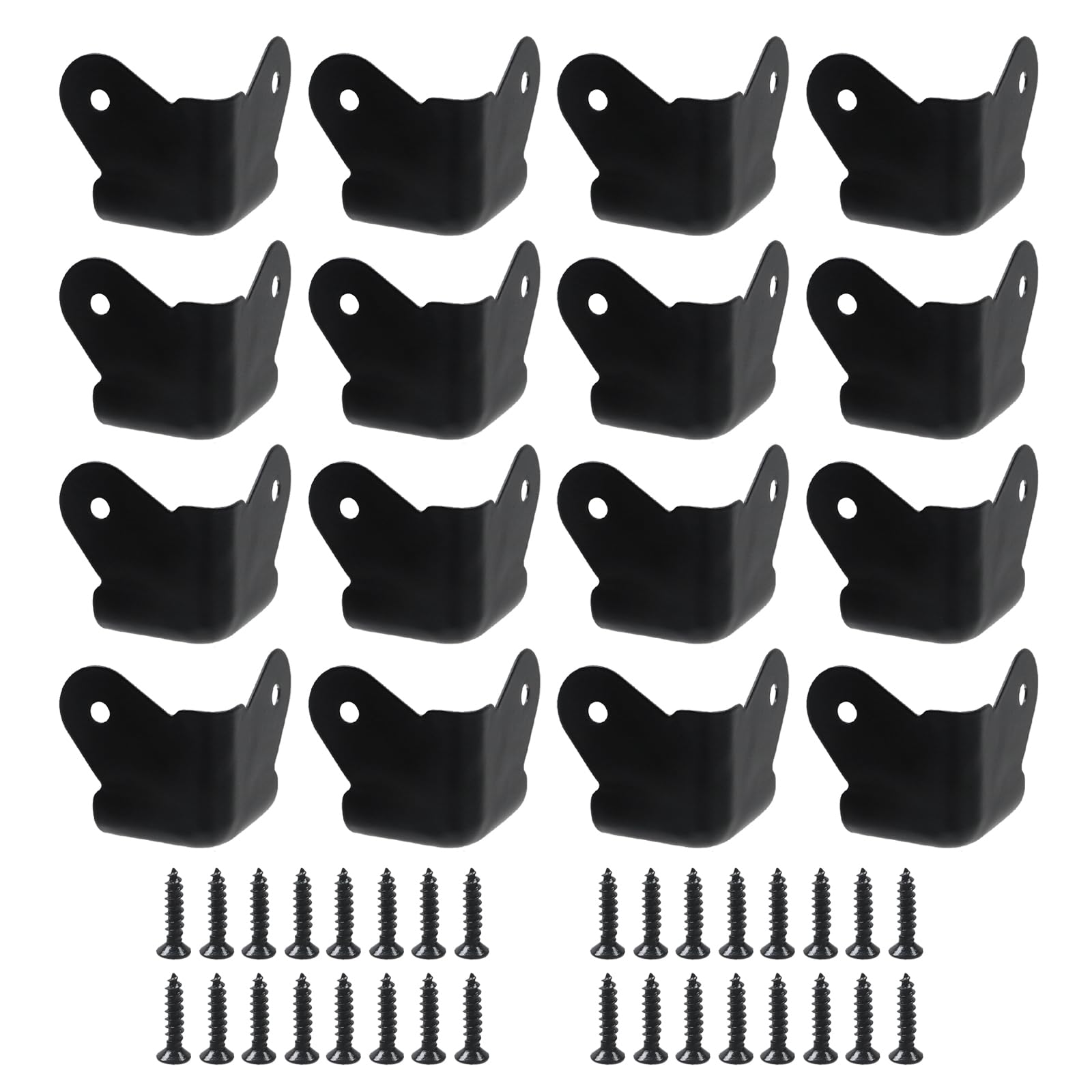 Geesatis 16 Pack Heavy Duty Iron Speaker Corner Guards,1.1 Inch Rounded Metal Protectors for Amplifier,Speaker Cabinets, Anti-Rust, Black (Includes Mounting Screws)