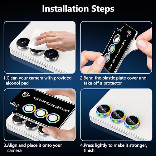 Vista 782 de para Samsung Galaxy Z Flip 7 Protector de Lente de Cámara, Cubierta de Lente de Vidrio Templado con Anillo de Metal Individual, [Fuerte Adhesión] 1