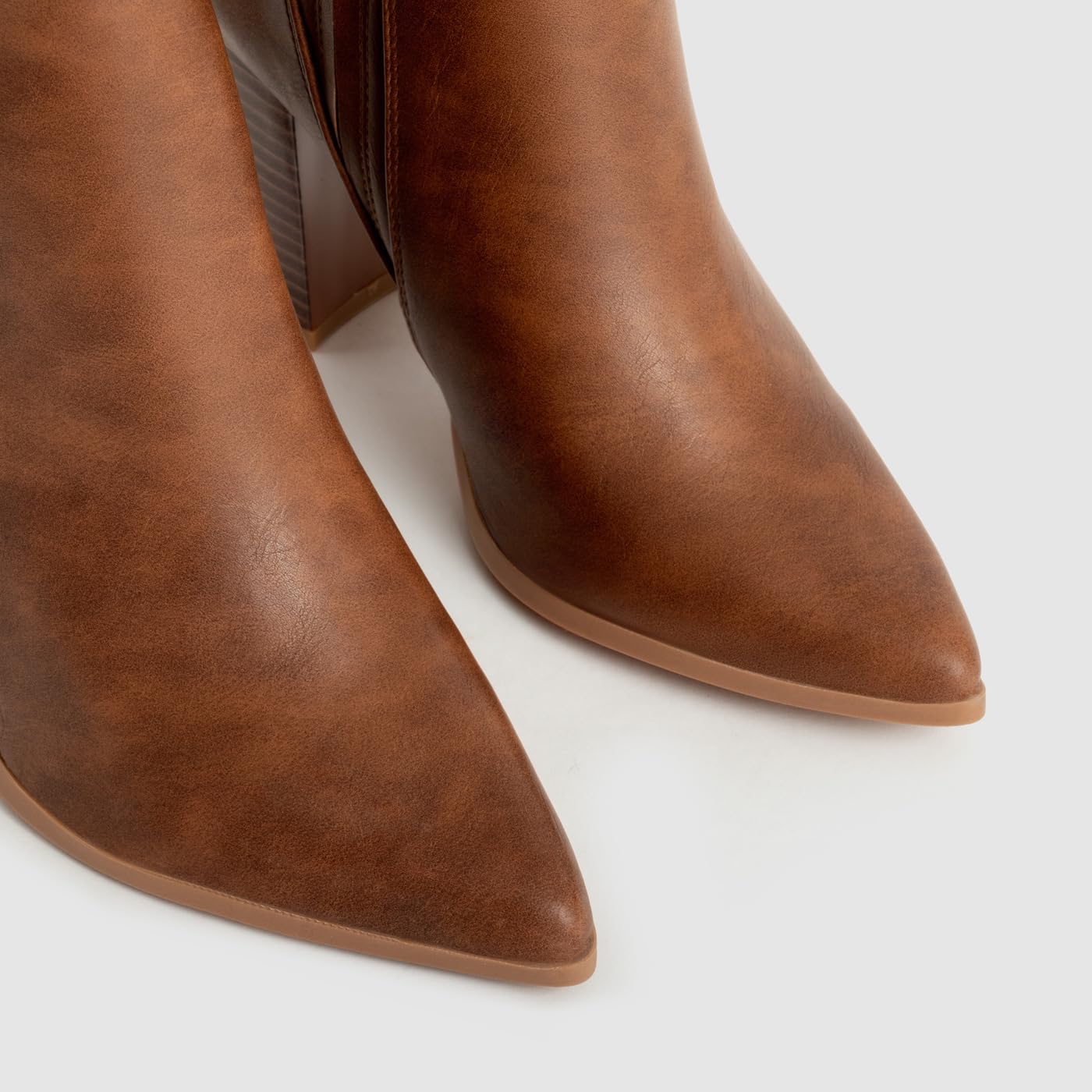 JXpxbao Damen Stiefeletten in Einfarbigem Trend, Bequeme Stiefeletten Mit Blockabsatz Zum Hineinschlüpfen, Spitz Zulaufende Chelsea-Stiefeletten