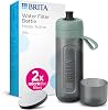 BRITA Sports Water Filter Bottle Model Active Dark Green 600ml incl. 2x MicroDisc Filters - squeezable BPA-free on-the-go bottle, filters chlorine, organic impurities, hormones & pesticides