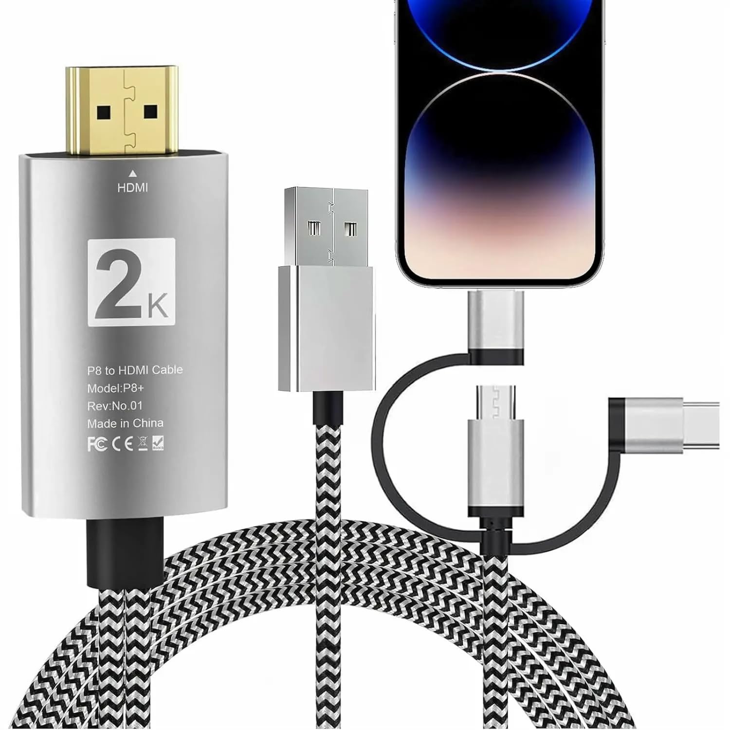 Amazon | Hovvaa Phone HDMI変換ケーブル 3in1 Type-C/Phone/Micro USB