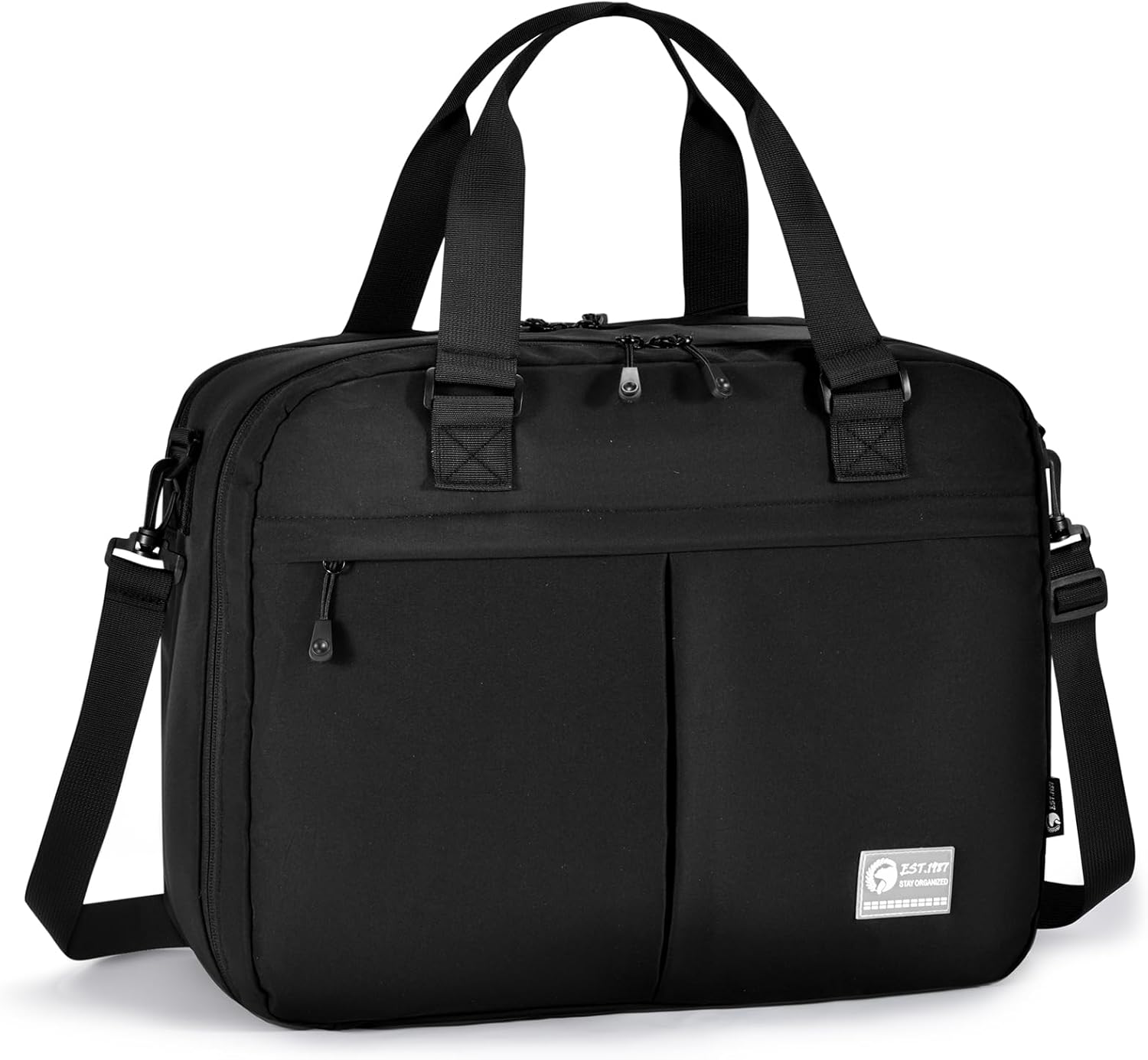 17x13x9 Personal Item Travel Bag for Airplanes Approved Underseat Weekender Overnight Tote Bag Women, Lightweight Travel Duffle Bags with 15,6 in Laptop Compartment Carry On Bags Men Black