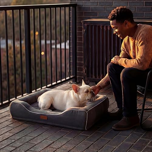 Miniatura 7 de Cama ortopédica refrescante para perros de tamaño mediano de hasta 30 libras, cama para mascotas de espuma viscoelástica de 28 x 23 x 6 pulgadas con