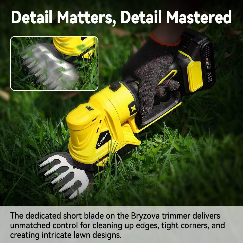 Bryzova trimmer with short blade trimming grass edges