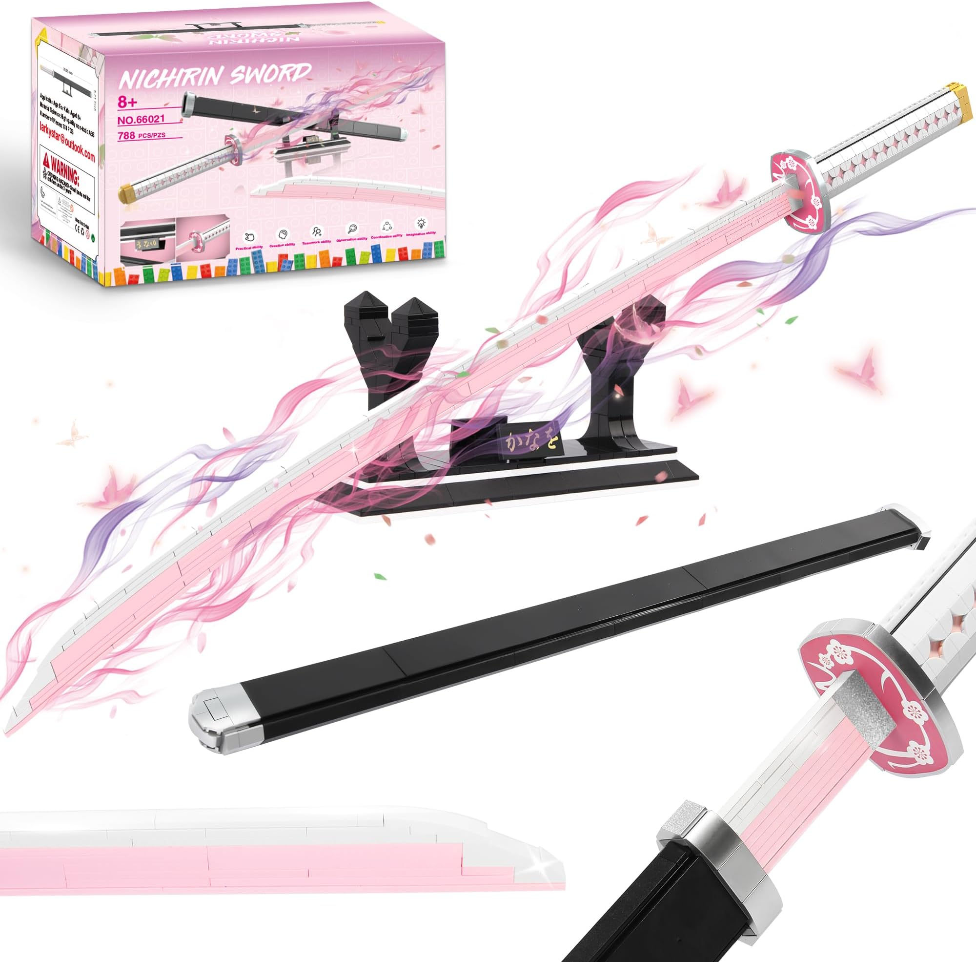 Jorumo Swords Building Sets for Girl 8-14, 39in Tsuyuri Kanao Sword Building Block with Scabbard and Stand, Anime Sword Building Toy Gift Katana, 788 Pcs