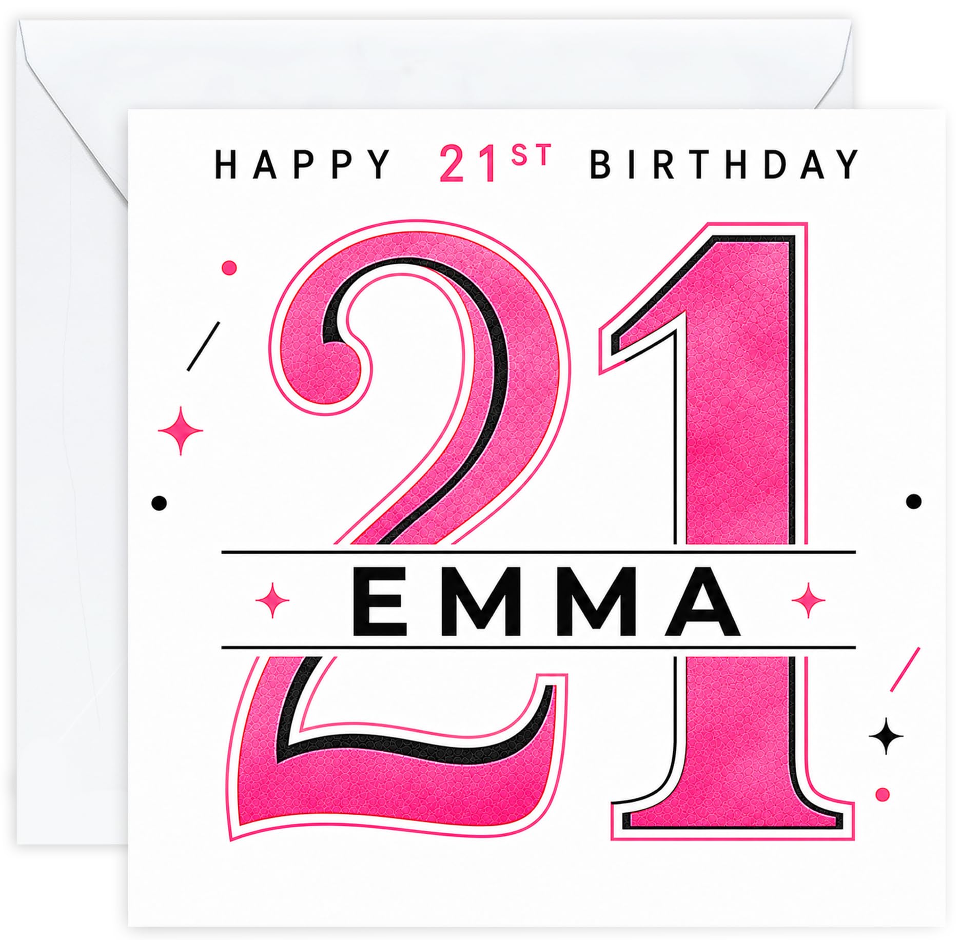 Personalised 21st Birthday Card for Her | Twenty First Birthday Card for 21 Year Old Women | Daughter Sister Niece Granddaughter Friend | Female Birthday Card with Name (Design 07)