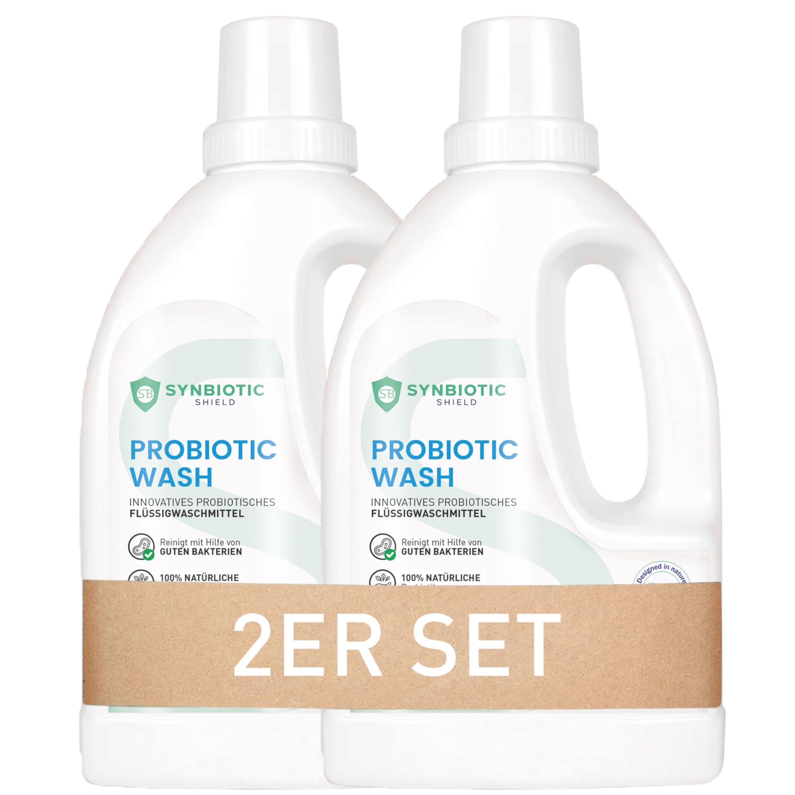 2er Set Probiotisches flüssig Waschmittel 1,5L gegen Schmutz, Flecken, Gerüche, Schweiß - Natürliches Enzymwaschmittel für Weiß- & Buntwäsche - Sport Flüssigwaschmittel - Hocheffektive Mikroorganismen