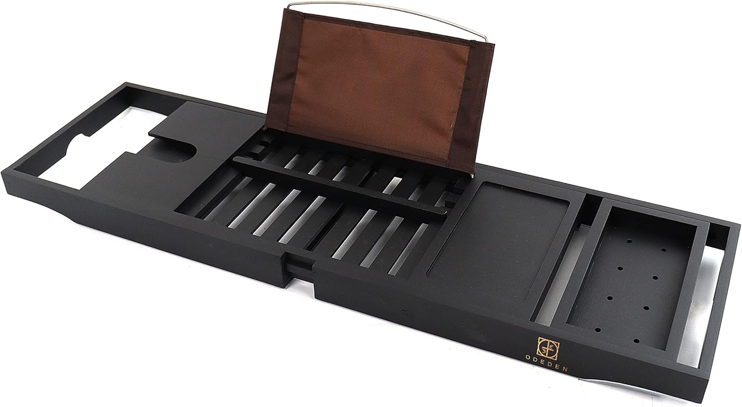 Bamboo Bathtub Tray Caddy - Bamboo Adjustable Bath Tub Table Caddy for Bathroom, Bathtub Caddy Tray, Bathtub Accessories (Black) : Home & Kitchen