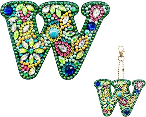 Miniatura 26 de YOYA Llaveros de pintura de diamantes de doble cara 5D letras 5D Kit de llaveros de pintura de diamantes de taladro completo para bricolaje, letras