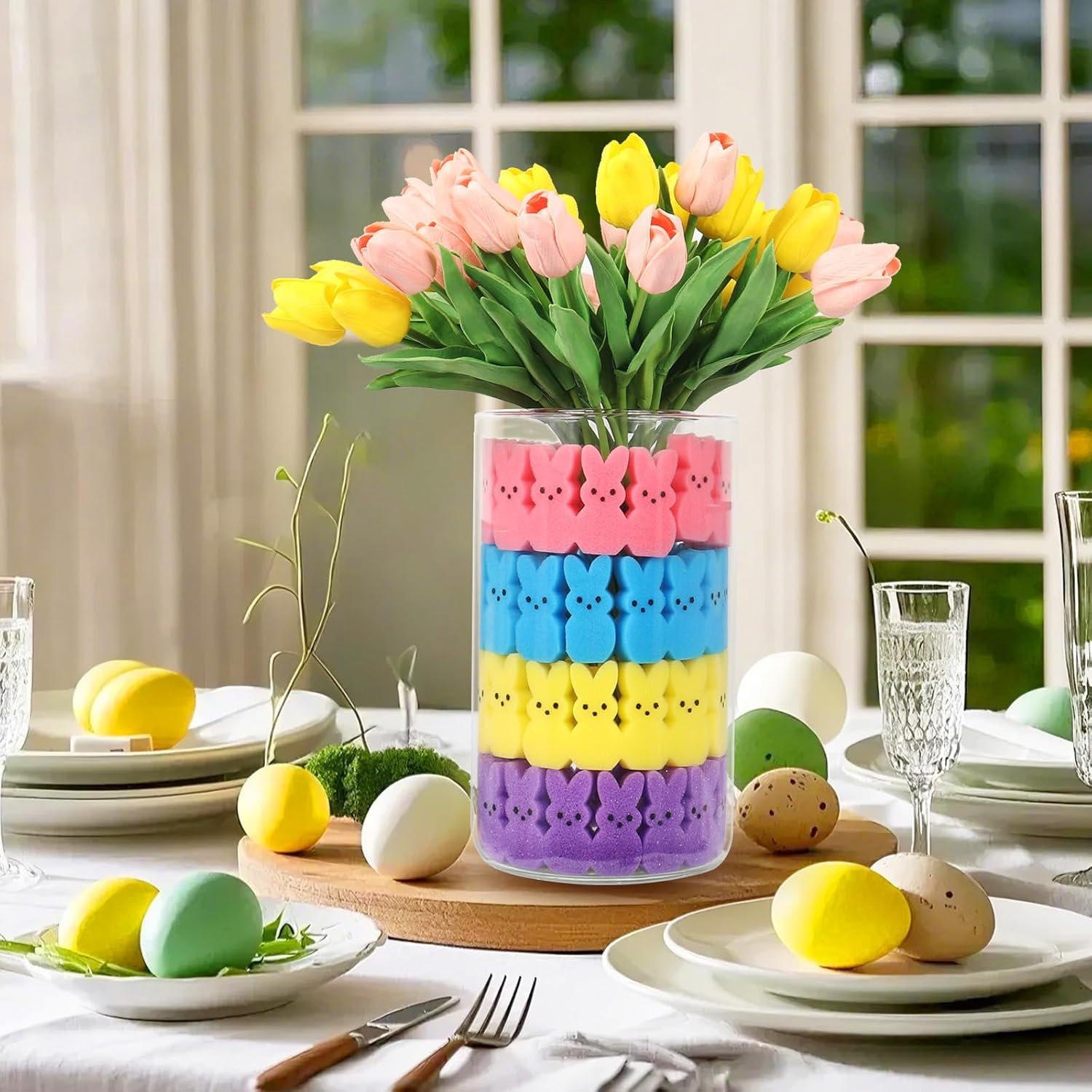 Niedliche Schwämme, Hasen, Vasenfüller, Osterdekoration, Frühlings-Innendekoration für gestufte Tabletts und Tischdekorationen (verschiedene Farben), 30 Stück