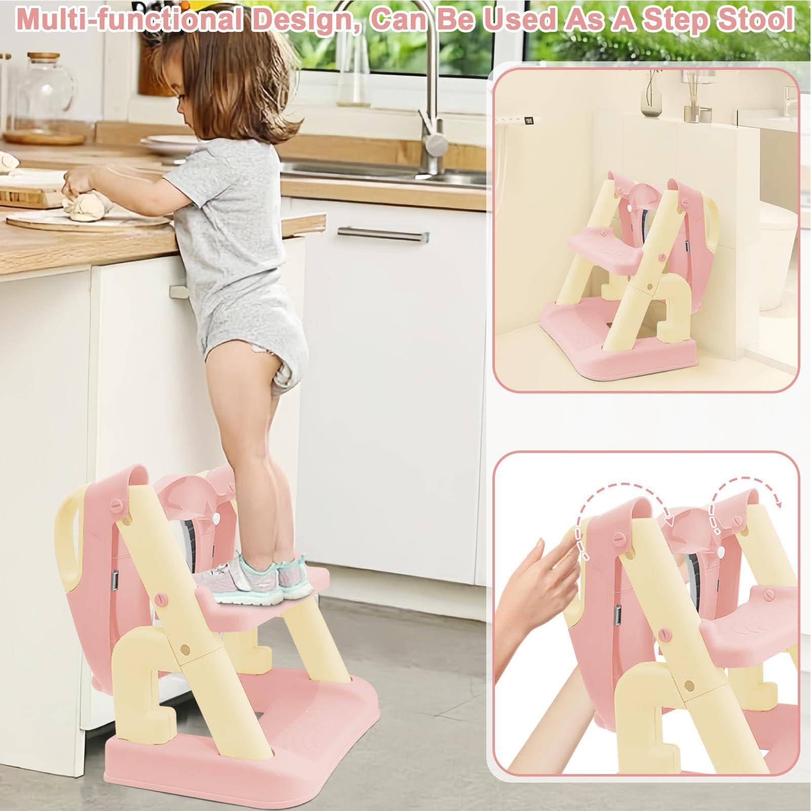 Asiento de entrenamiento para ir al baño con escalera, silla plegable para