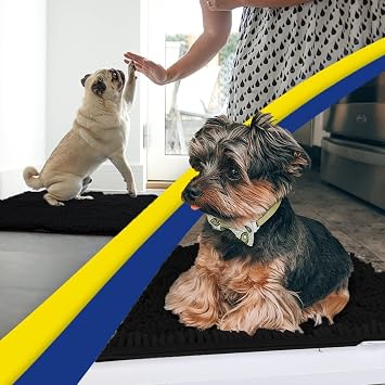 Muddy Mat | Super Absorbent Door Mat Indoor, Microfiber Quick Dry Chenille Entryway Rug, Non-Slip Front Door Mat, Indoor Mats for Entryway, Machine Washable Pet Rug, Black 30x19
