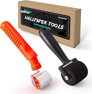 FOSHIO 2 Pack Seam Roller Kit, Sponge Roller & Stainless Steel Roller with Anti-Slip Handle, Pressing Out Seams for Wallpaper, Vinyl, Window Film, Car Audio Sound Deadening Application