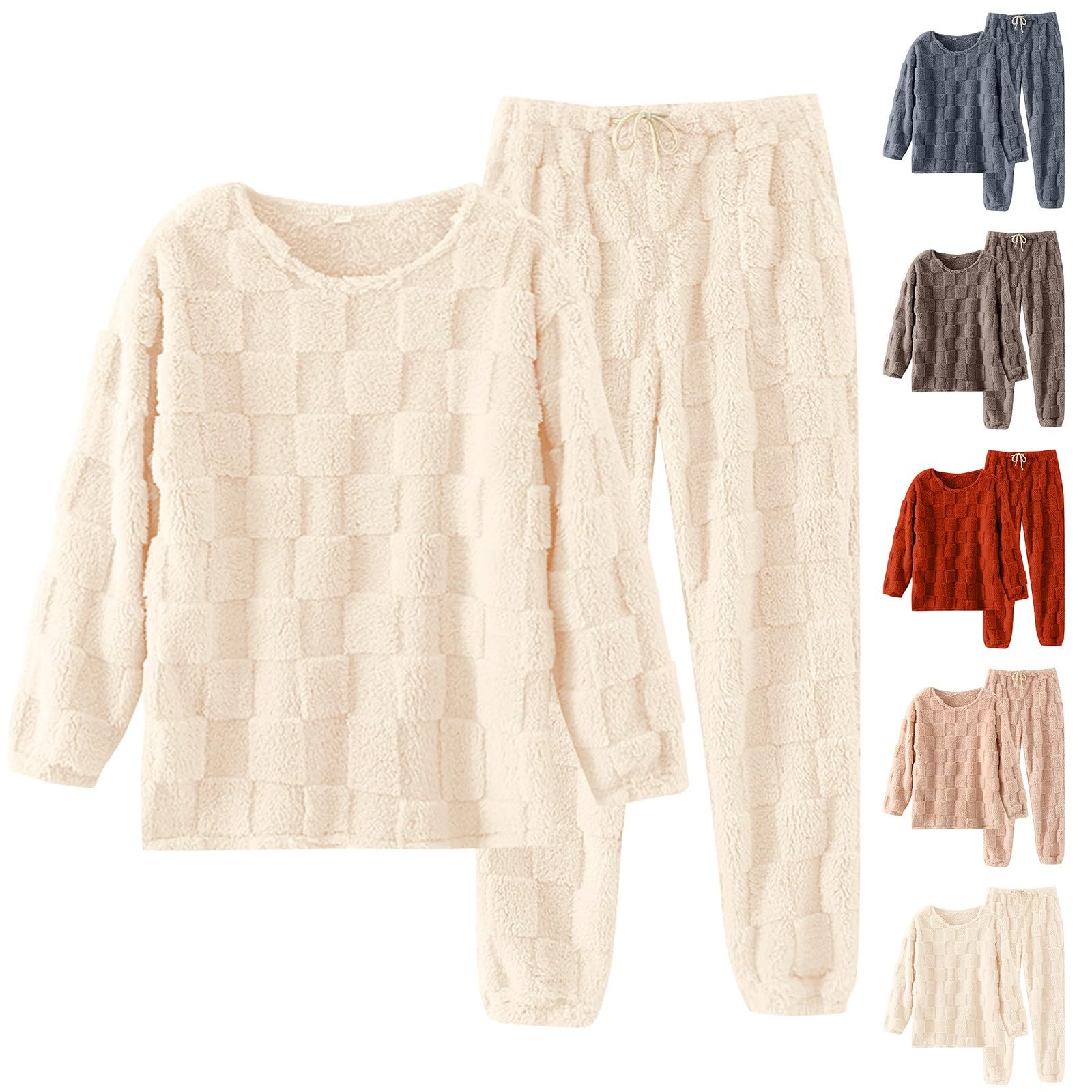 Conjunto de pijama de invierno para mujer, mullido, de manga larga