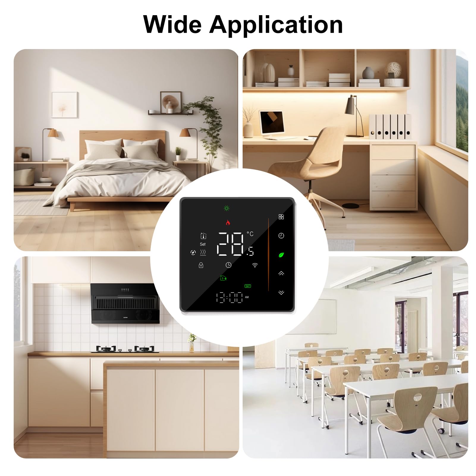 Inteligentny Termostat do Ogrzewania Podłogowego, Termostat WiFi z Wyświetlaczem LED, Sterowanie z Aplikacji, Programowalny Tygodniowy, dokładność ±1°C, (BHT-006GALW Wodne ogrzewanie