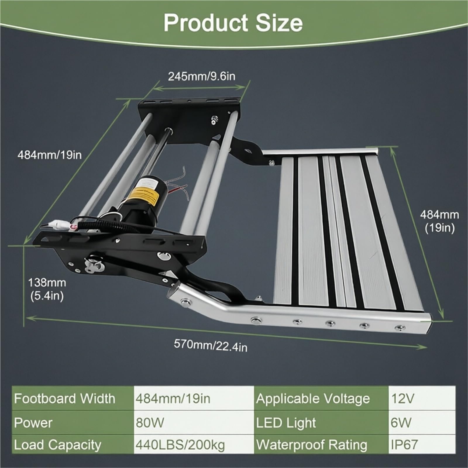 Escalones eléctricos resistentes para autocaravanas Escalera plegable para autocaravana Escalón ancho de aleación de aluminio Con luz LED de 12 V Para autocaravanas caravanas(DoubleLayerElectric)