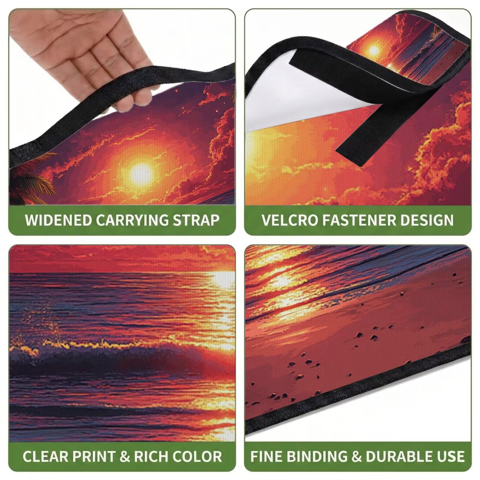 Couverture Pique Nique Grande 200x300cm,Outdoor Couverture Imperméable,Pliable Tapis de Plage Dos en PVC,Picnic Blanket pour Camping Accessoires,Jardin,Parc,Famille - Coucher de Soleil,Paysage UZ-277