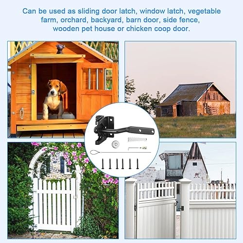 Miniatura 7 de Pestillo de puerta negro resistente, cerradura de puerta autobloqueante, protección contra la intemperie, cerraduras de puerta automática, cerradura