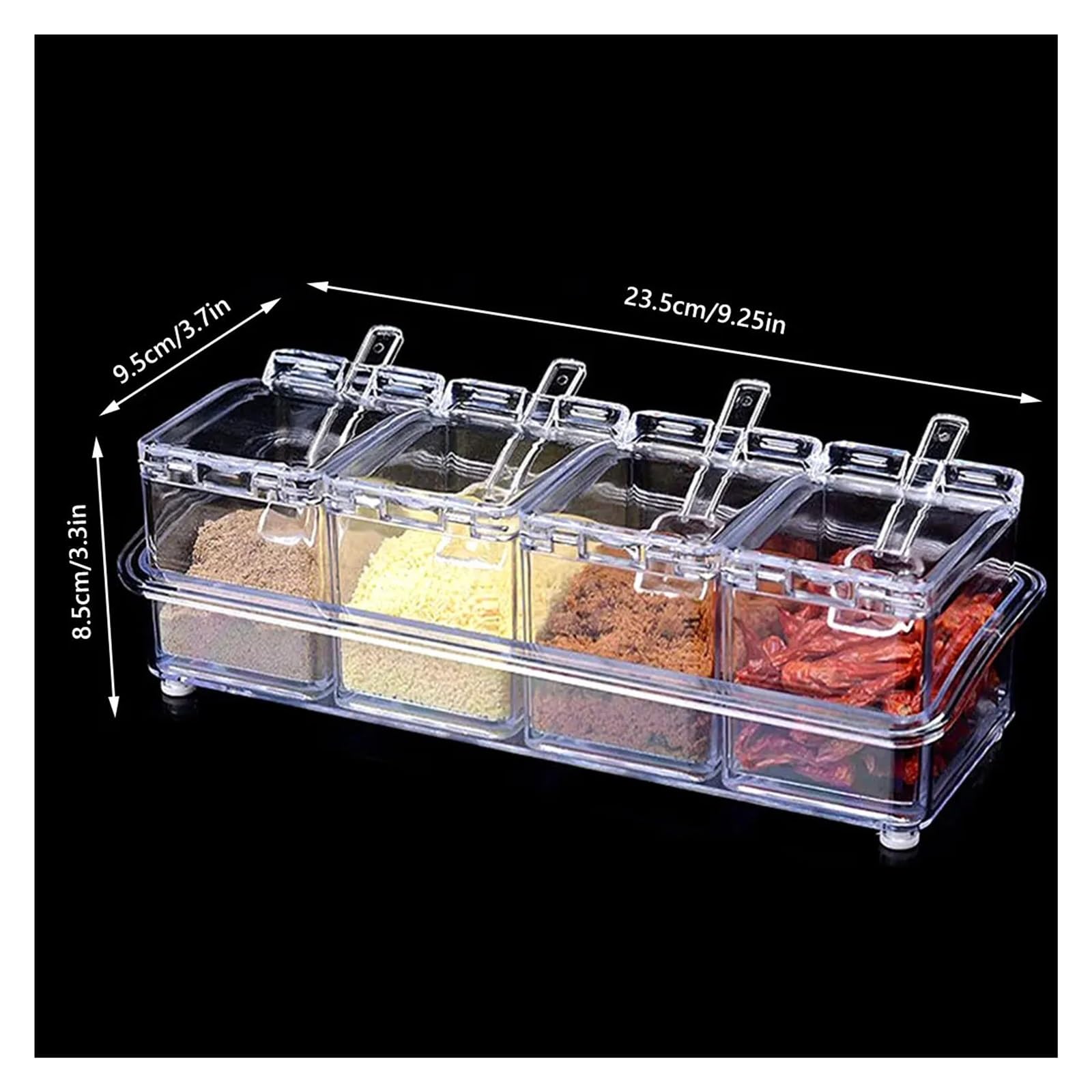 Botes Especias Tarros de condimentos Transparentes, Organizador de Cocina, Cajas de Almacenamiento, contenedores de condimentos con Tapas, Botella de Sal, azúcar, Accesorios de Cocina(2Pcs)