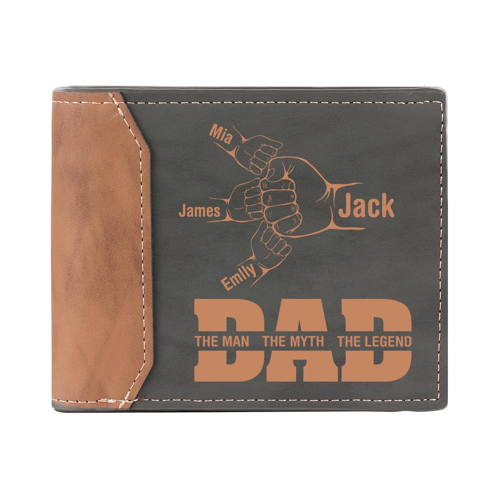 Bycuss Gifts for Dad from Daughter, Son, Wife Personalized Wallets for Men Dad Husband Custom Men's Wallet Gifts for Fathers Day Christmas (B(2-7