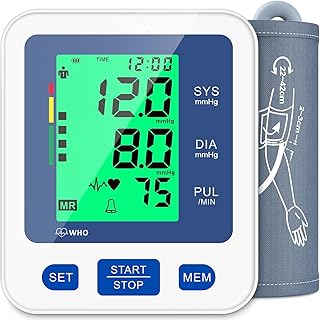 Blood Pressure Monitor for Home Use, Automatic Blood Pressure Machine with 3-Color Backlit Hypertension Display, 2x99 Memo...