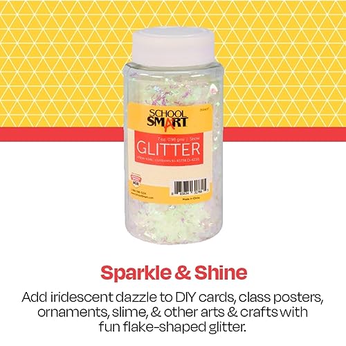 Miniatura 3 de School Smart Craft Glitter, tarro de 7 onzas, nieve