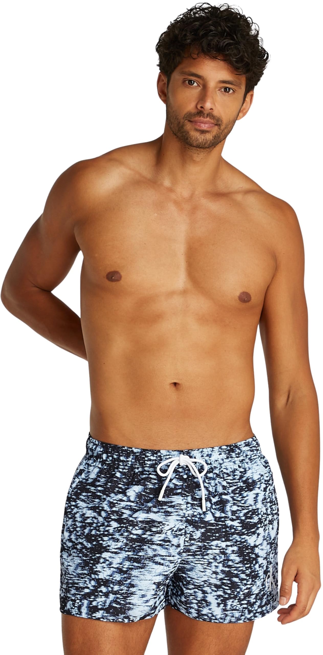 Calvin Klein Bañador Hombre Short Drawstring-Print con Cintura Ajustable