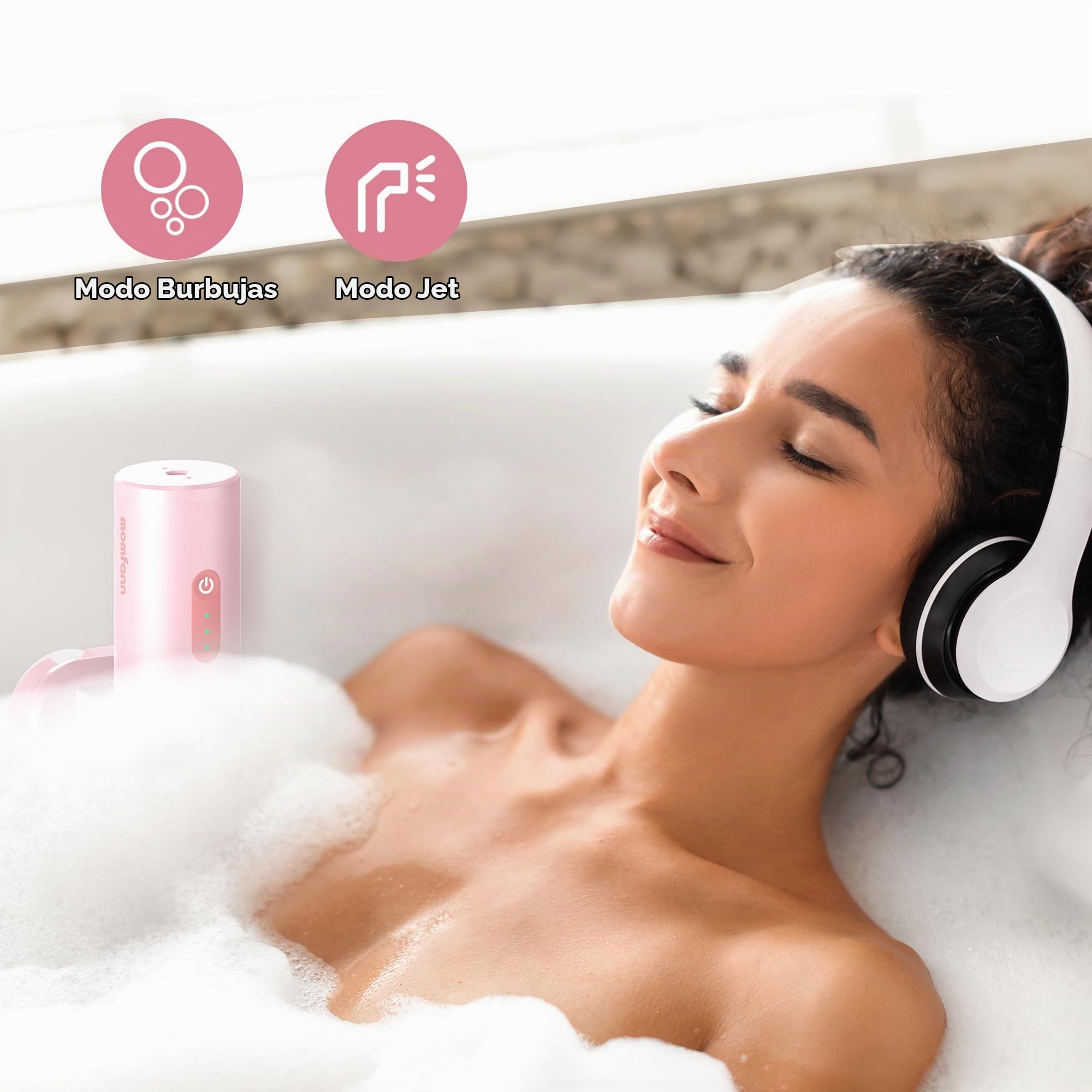 MOMFANN Bath Jet Spa, accesorios de bañera portátiles inalámbricos con velocidad ajustable de 3 niveles, máquina de burbujas/modo de chorro de baño, chorros de bañera para spa en casa, relajante