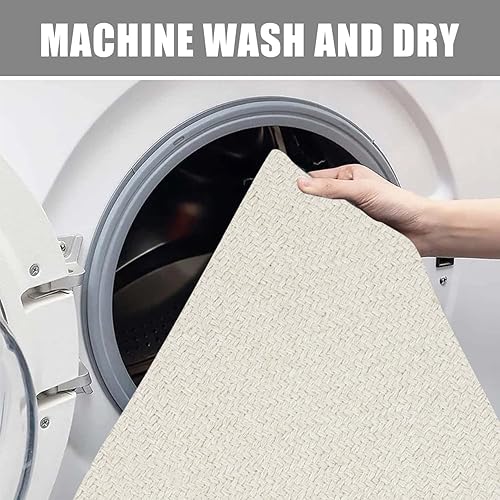 Miniatura 4 de Collive Alfombra larga para pasillo de 2.6 x 10 pies, lavable para interiores, color blancobeige, trenzada, alfombra de pasillo de cocina, alfombra
