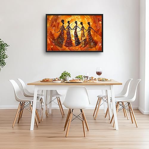 Miniatura 6 de Quorin Arte de pared grande afroamericano abstracto de niña negra y mujer, cuadros de baile, decoración de pared, retro, étnico, lienzo impreso,