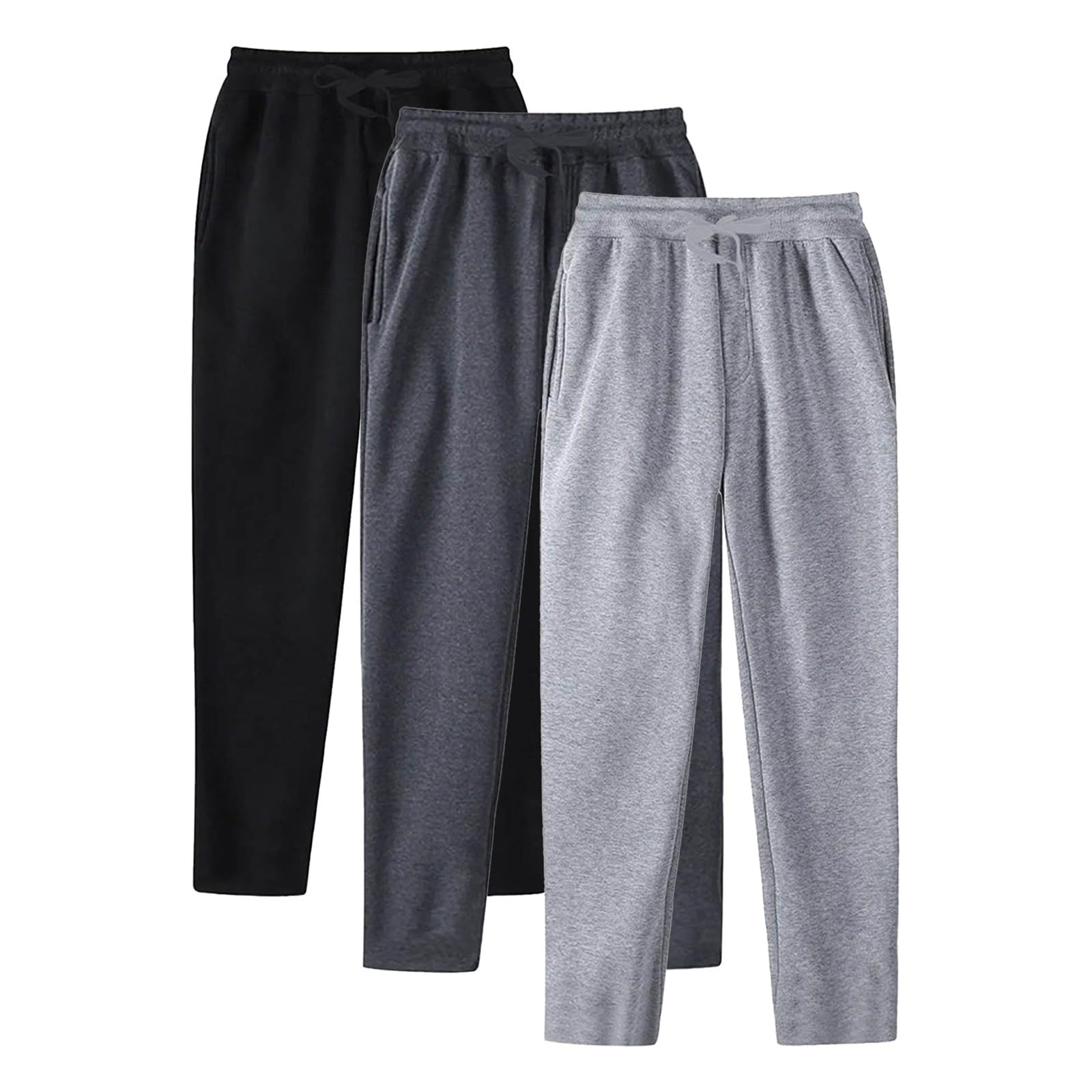 3 pantalones de chándal para hombre, pantalones de entrenamiento holgados, pantalones de deporte, pantalones de sudadera, pantalones de ocio cómodos, cintura elástica con cordón para hombres