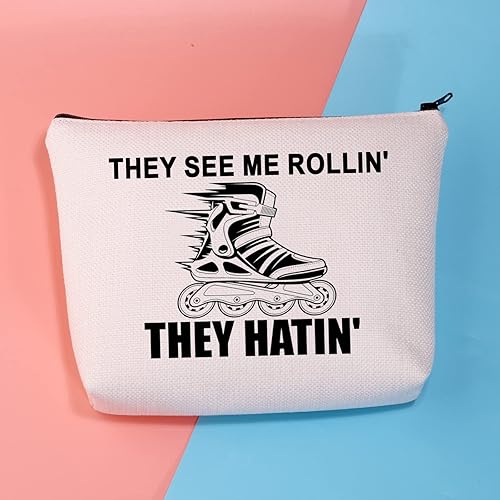 Miniatura 6 de BDPWSS Bolsa de maquillaje para patinadora, regalo de patinaje sobre ruedas, regalo para patinadora artística, Ellos me ven Rollin' They Hatin'